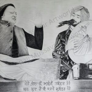 Nusrat Fateh Ali Khan performing with Satinder Sartaj